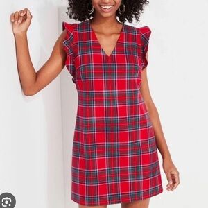 Vineyard Vines Nantucket Red Flutter Sleeve Plaid dress